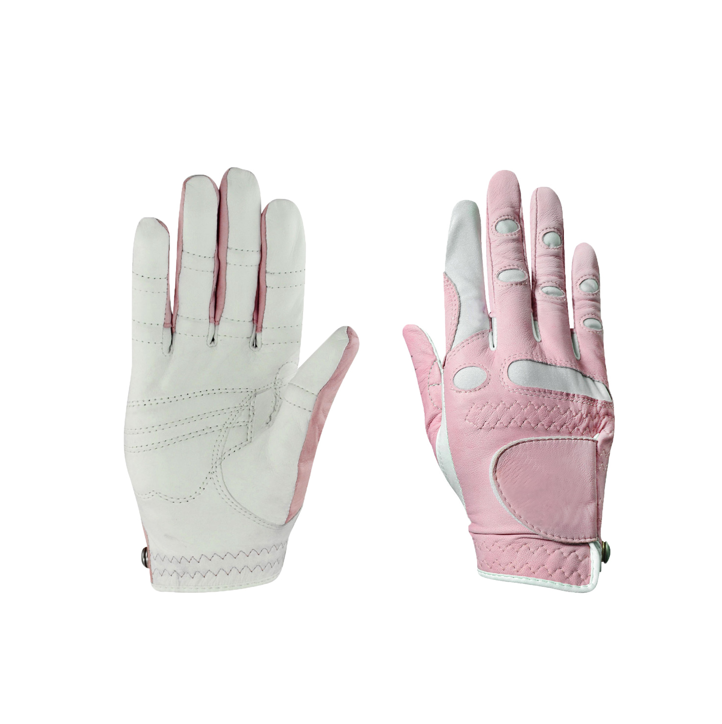Pink color Women Cabretta Leather Grip Golf Gloves China OEM