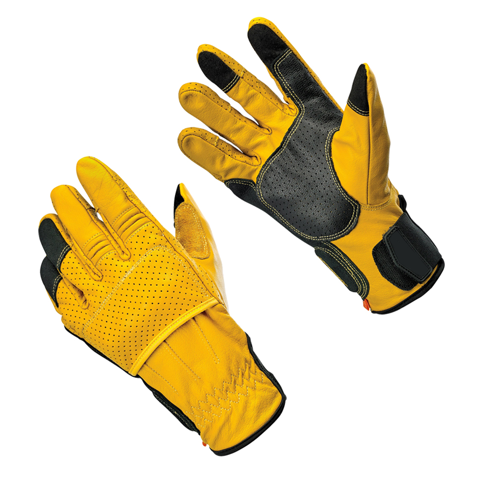 summer yellow leather gloves perforated riding gloves knuckle protector gloves