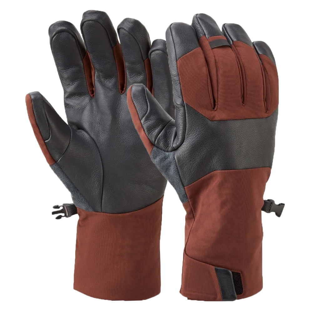 High quality leather ski gloves cheap brown mountain ski gloves durable for man