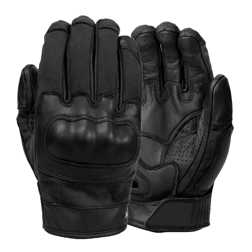 Black leather Impact protection Motorbike gloves Touchscreen compatible motorcycle gloves
