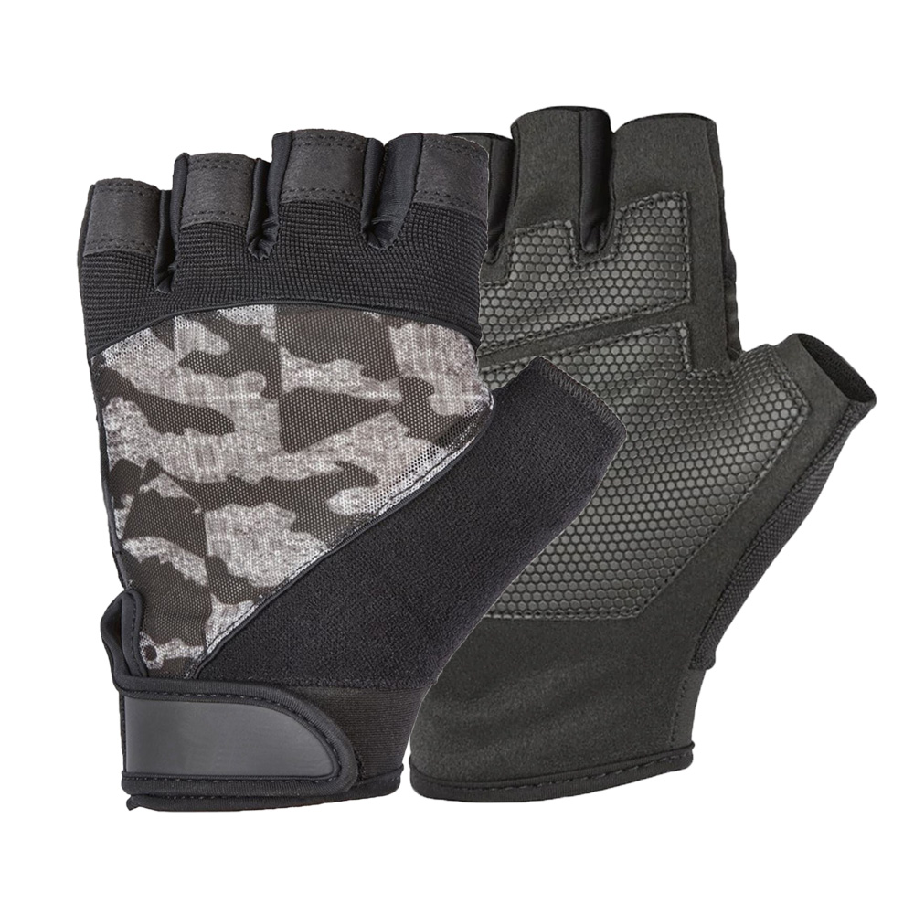 Training fitness gloves camo print silicone grip palm soft fitness gloves