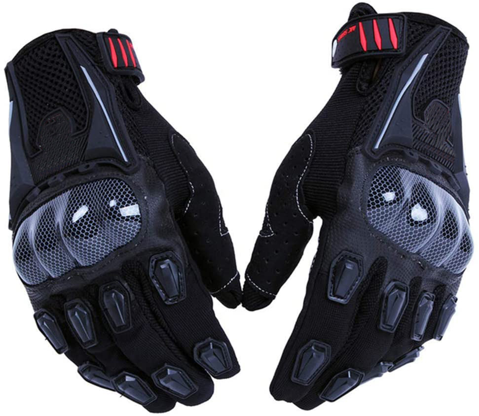 High quality finger shell proctective mesh fabric back shell carbon fiber motorcycle gloves