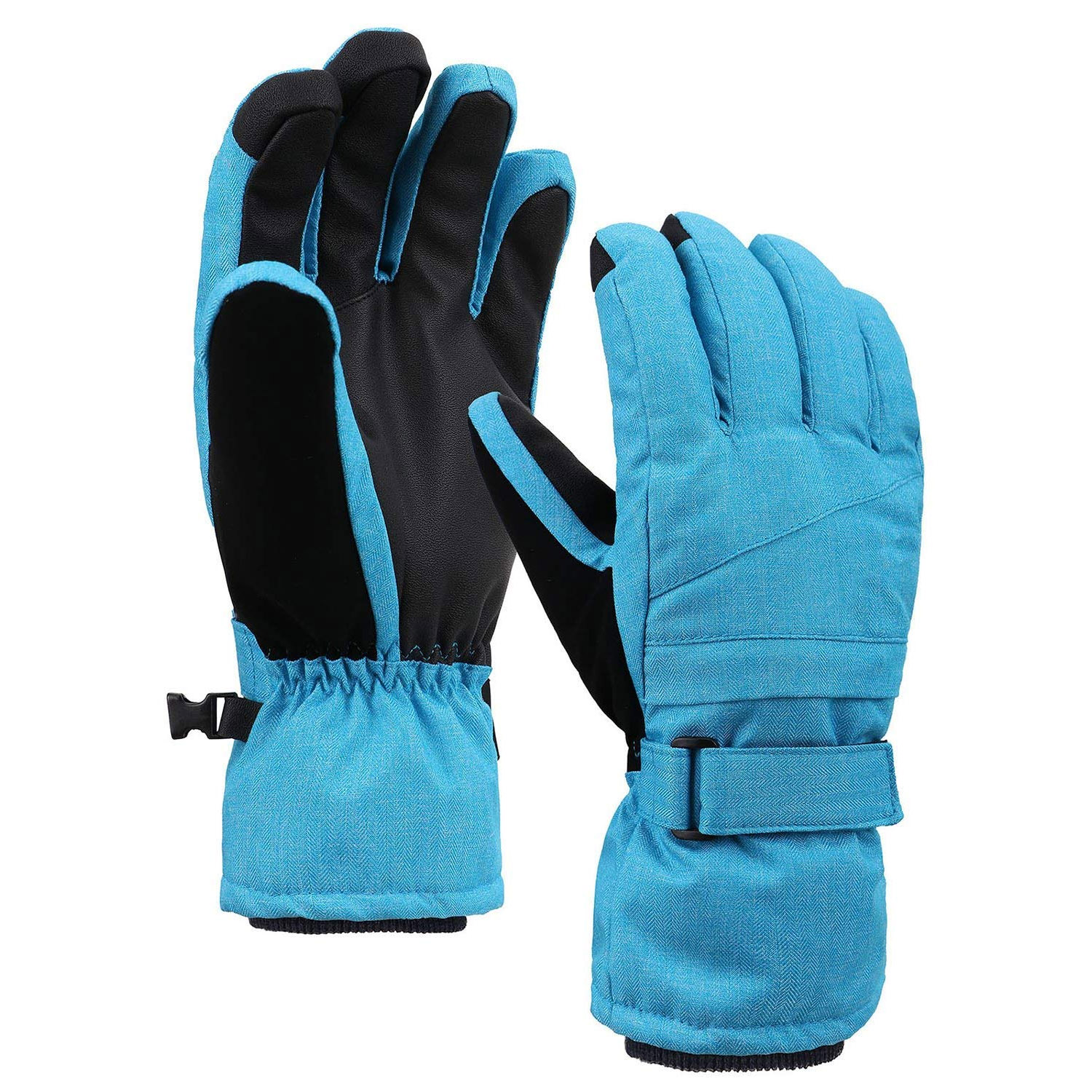 Women's thinsulate Insulated Waterproof Zipper Pocket Snow Gloves pink blue white