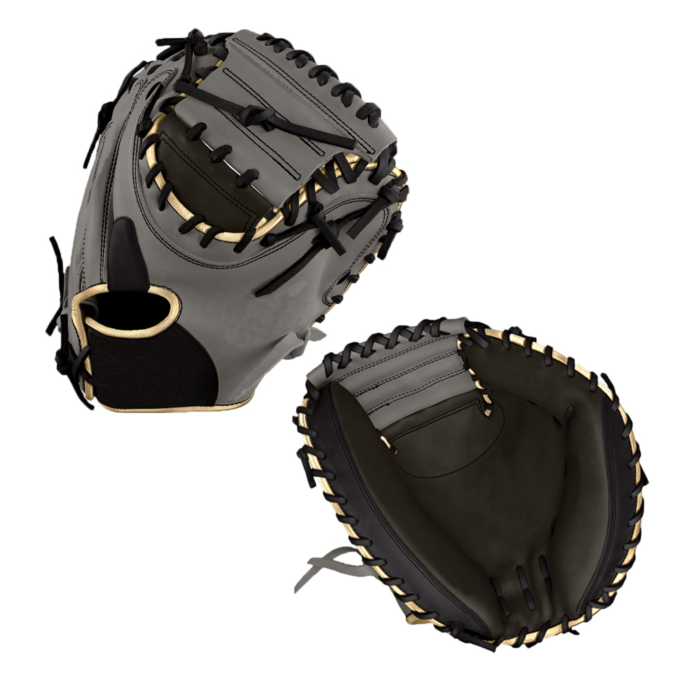 Hot sale best quality Catcher's mitt gray with black kip leather full custom baseball equipment