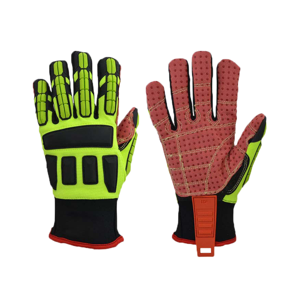 Anti-skid PVC dots on palm protection operation oilfield mechanic gloves