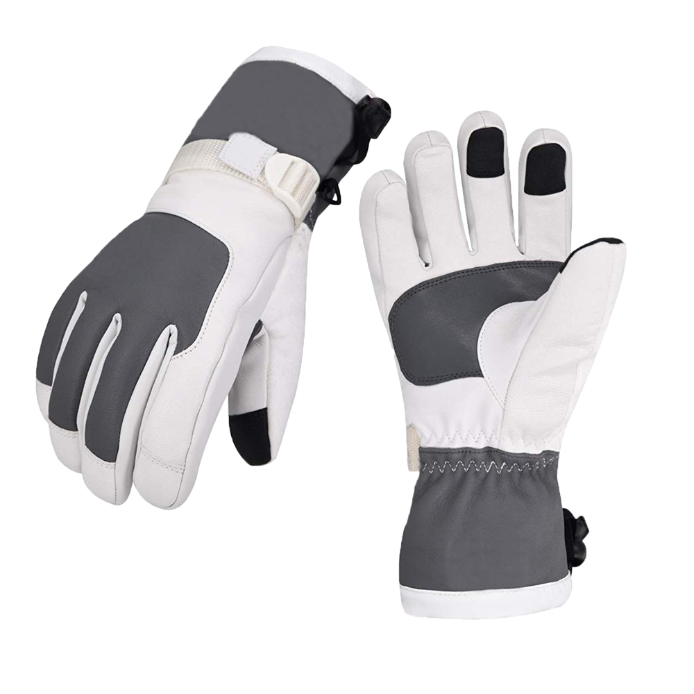 Thinsulate Lined Goat Leather Ski Gloves white leather ski gloves TPU waterproof