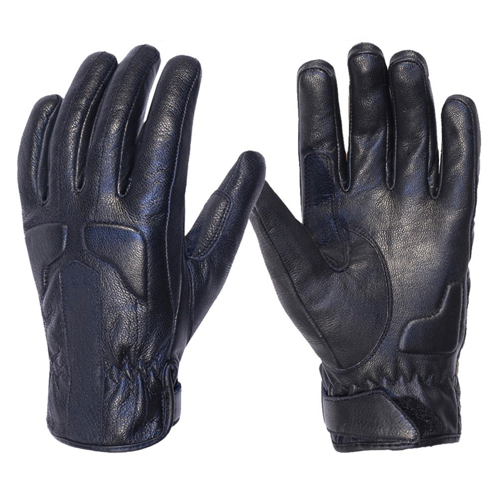 Best quality Black leather Motorbike Gloves Soft polyester protection gloves