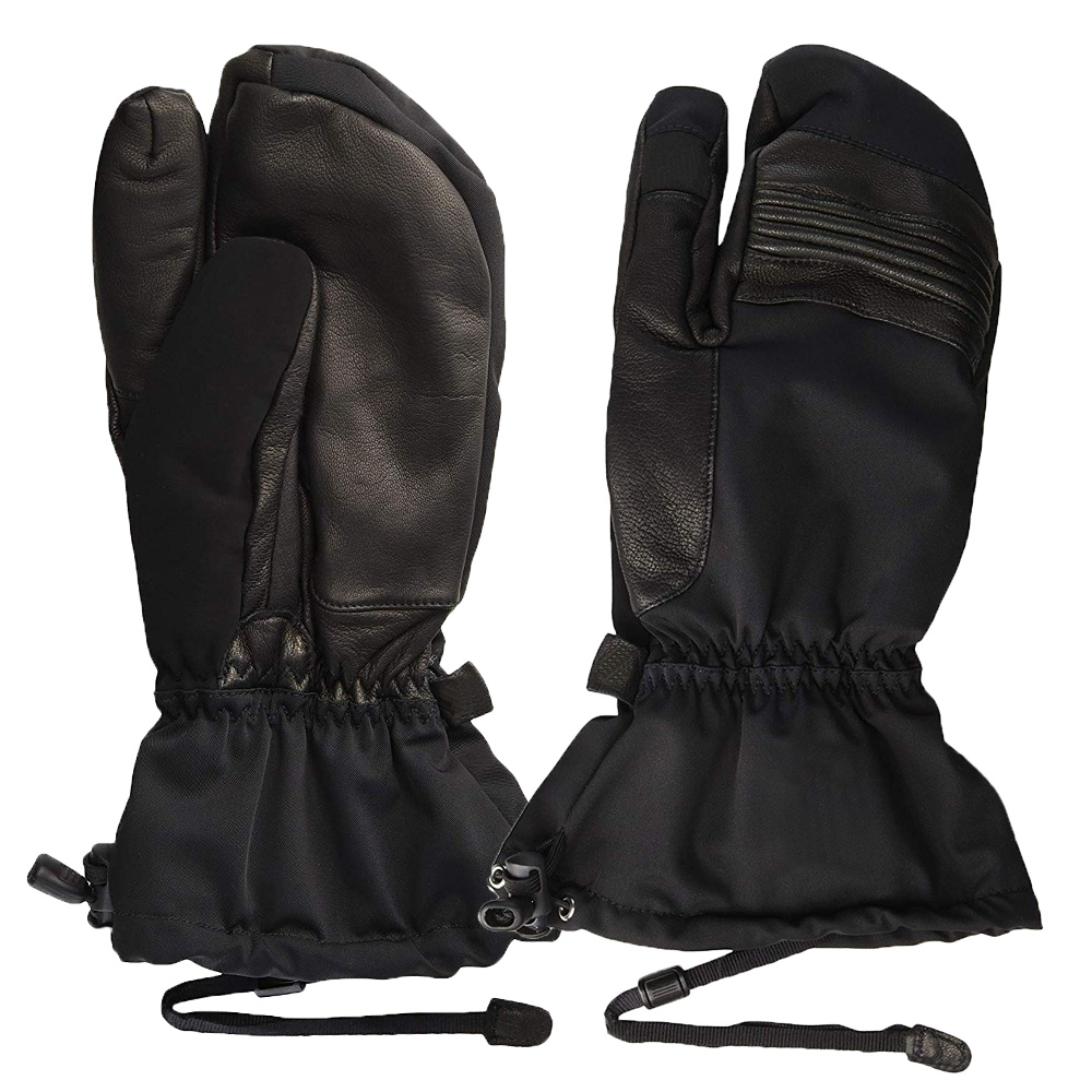 Black Snowboard gloves separate finger genuine leather ski gloves