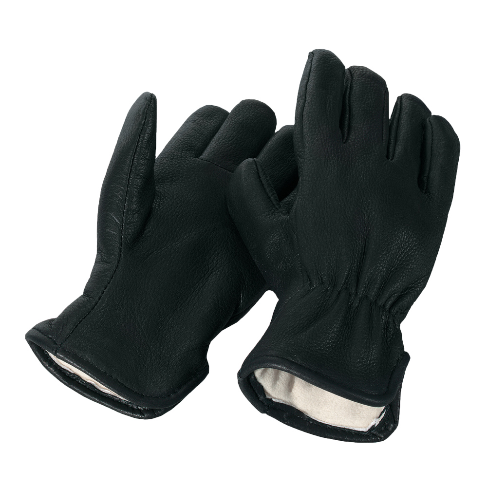 Black deerskin Insulated work gloves winter warm lined mechanic gloves