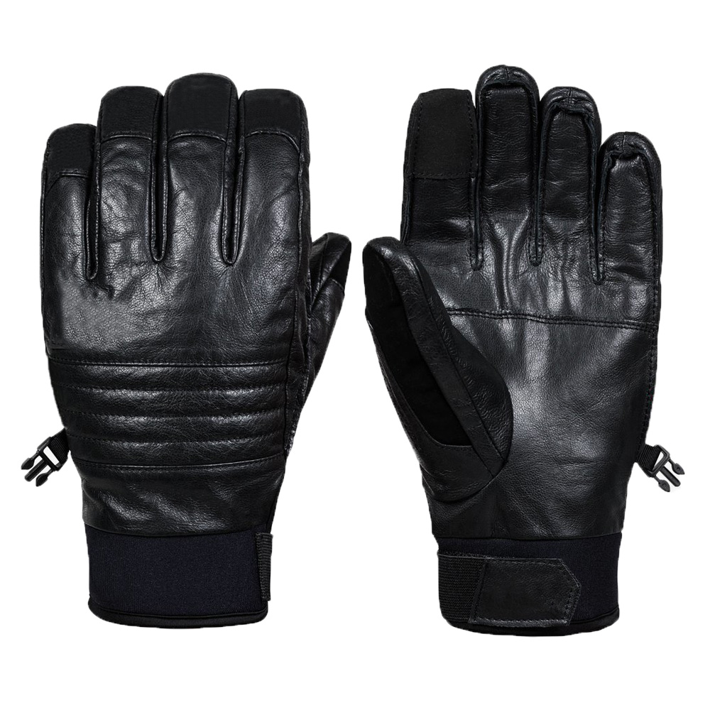 100% Leather Black Snowboard/Ski Gloves Microfleece high warmth insulation gloves