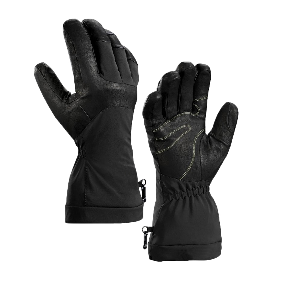 Double layer of premium leather soft shell winter heat ski gloves