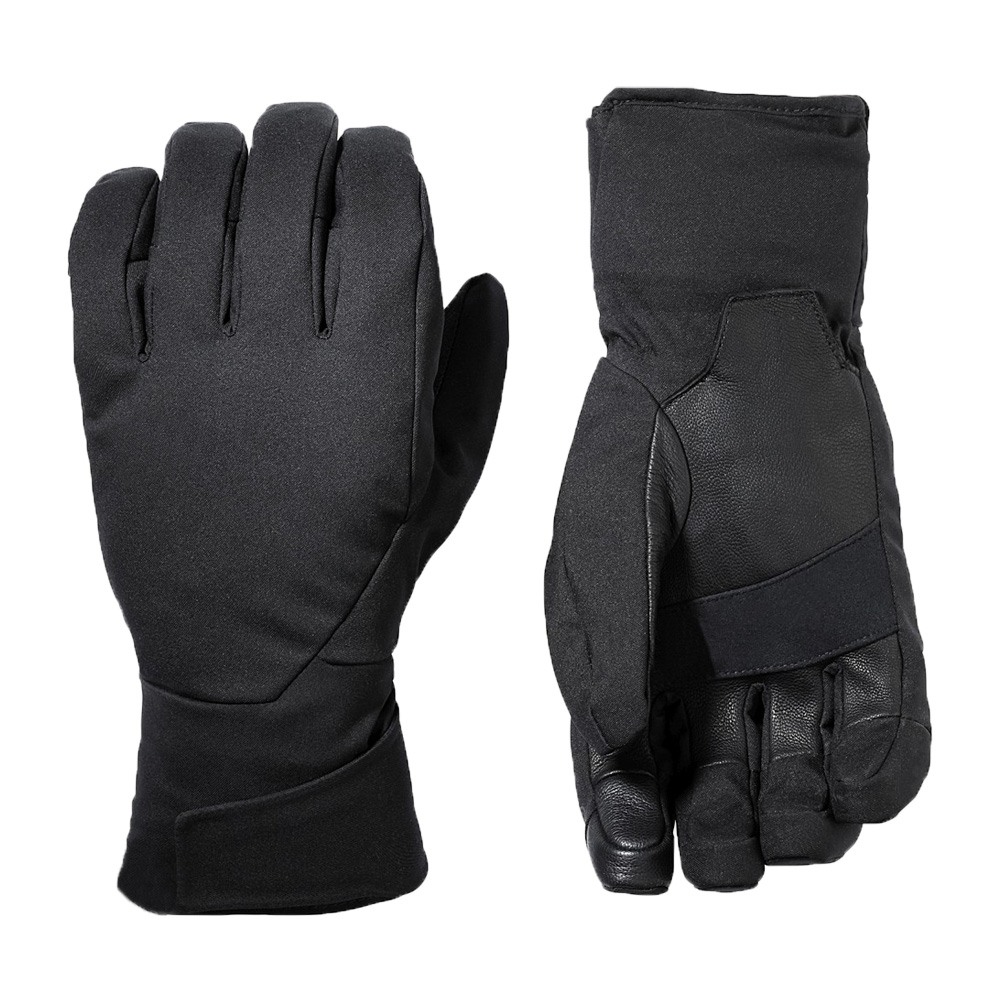 Black snow gloves heated winter ski gloves wrist closure windproof