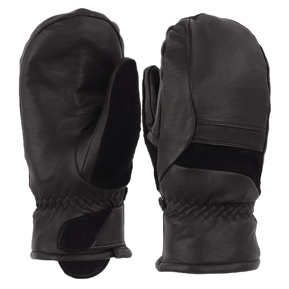 New Men's Warm snow gloves soft black leather mountain ski mittens