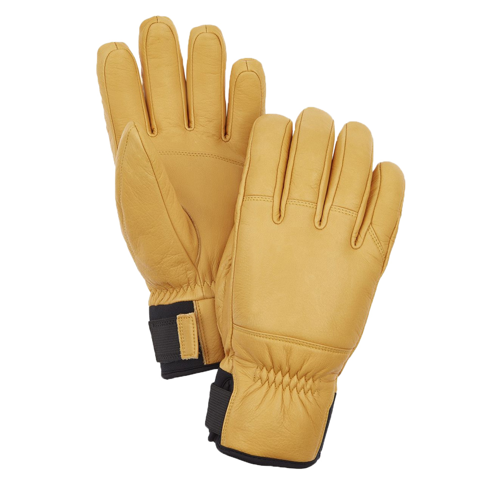 Cowhide outer Insulated ski Gloves black and yellow color durable winter ski gloves
