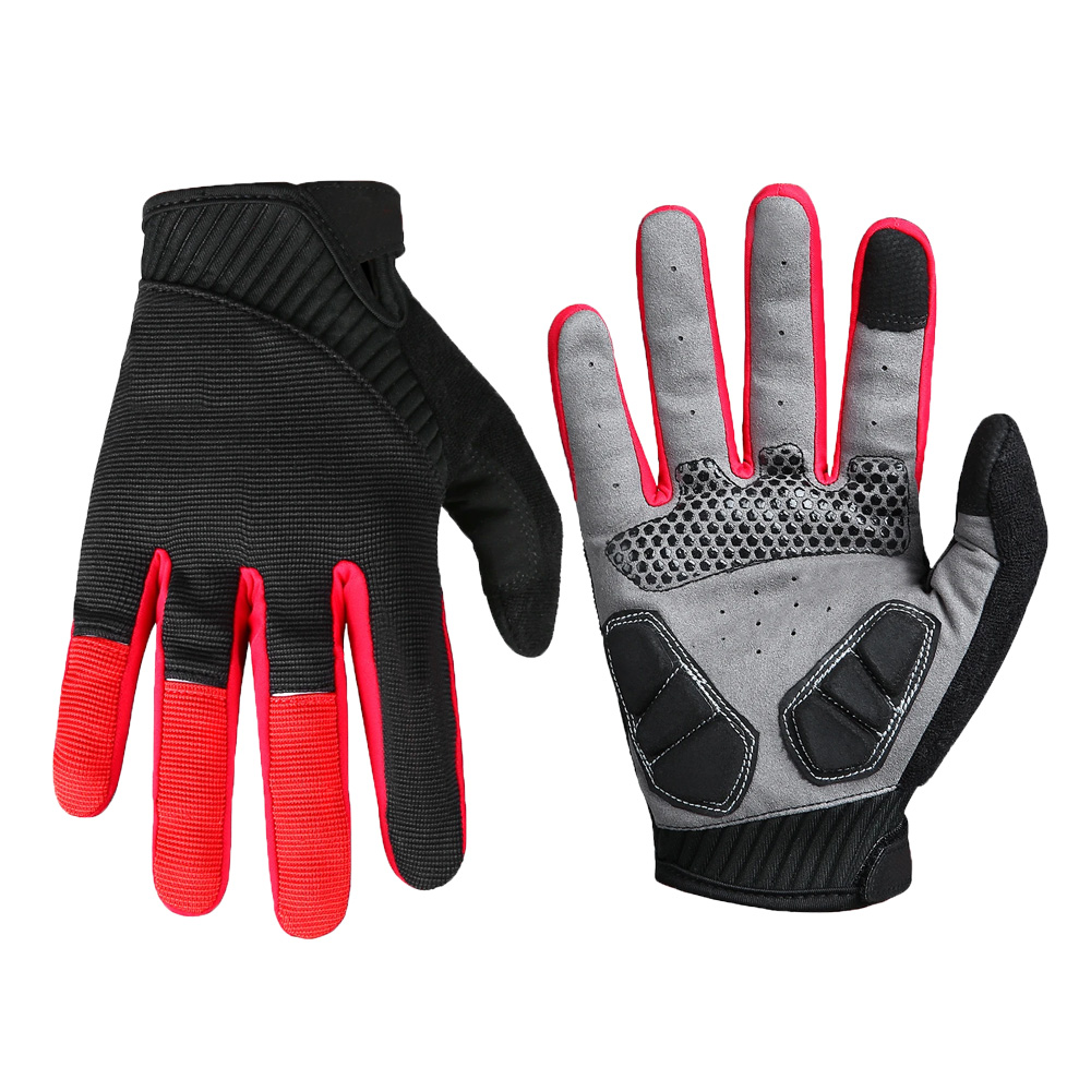 Best selling touchscreen full finger skid resistant cycling gloves with gel drops