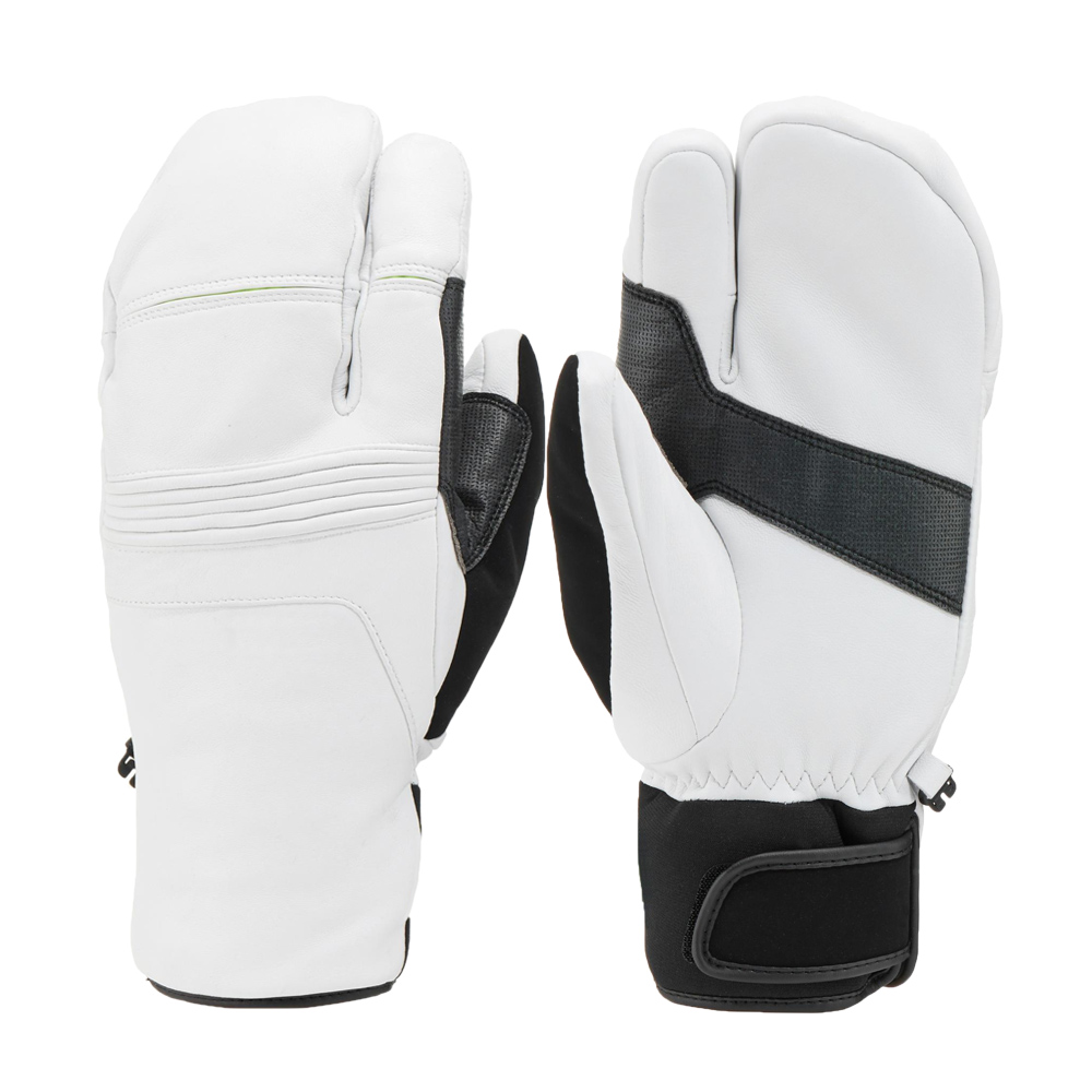 High quality white goatskin soft shell Water resistance ski gloves ski mittens