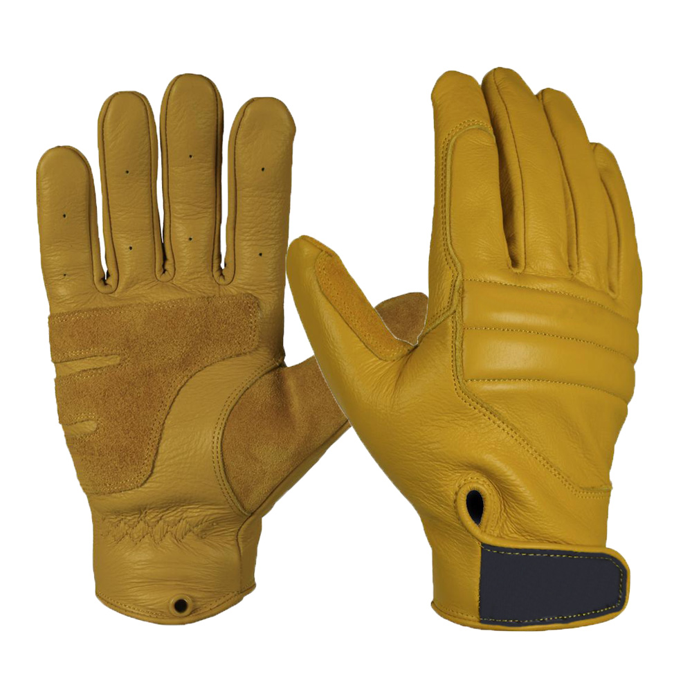 Wholesale Durable Yellow Premium cowhide Leather Impact work gloves grip dexterity work gloves