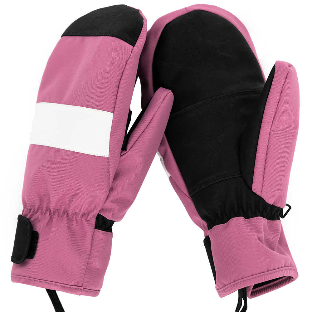 Waterproof coated soft shell pink color girls winter ski gloves cute custom supplier