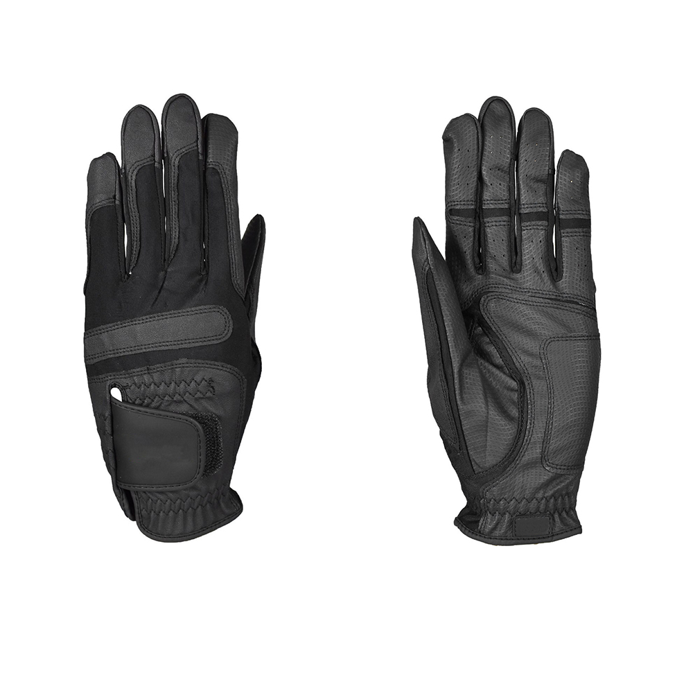 Custom digitized leather anti-slip black golf gloves