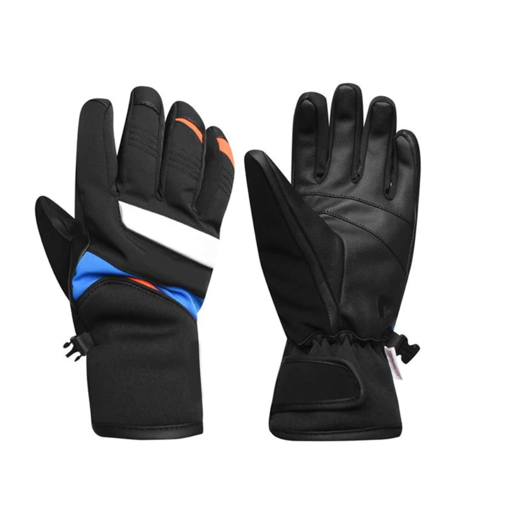 black ski gloves full finger Men's goat leather palm ski gloves