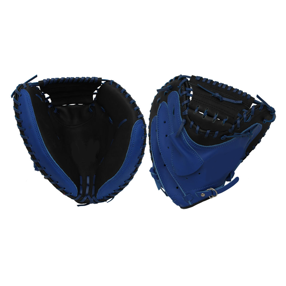 Baseball catcher' gloves black/ blue 34 inch catcher mitt cowhide leather