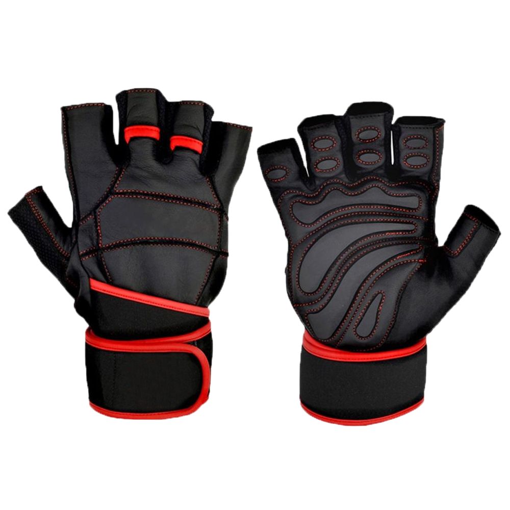 Durable Leather Weightlifting gloves protected training lifting gloves with long wrist