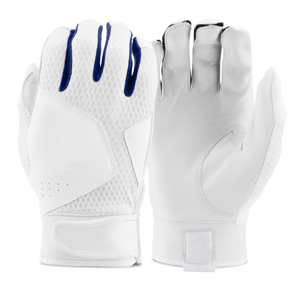 Durable white leather batting gloves breathable mesh back youth batting gloves Moisture wicking