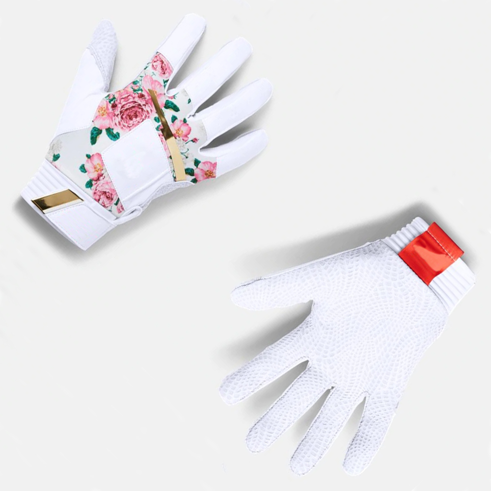 Girls gorgeous leather elastic embroidered customizable batting gloves