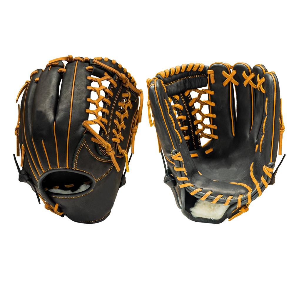 Cowhide leather baseball gloves right hand throw black infield baseball gloves