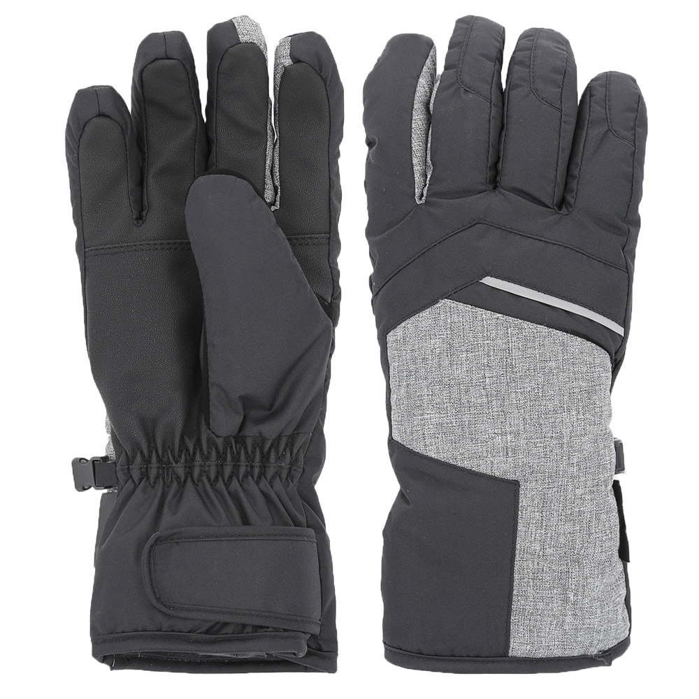 High quality Water-repellent coating soft shell ski gloves non-slip PU leather grip adjustable cuff