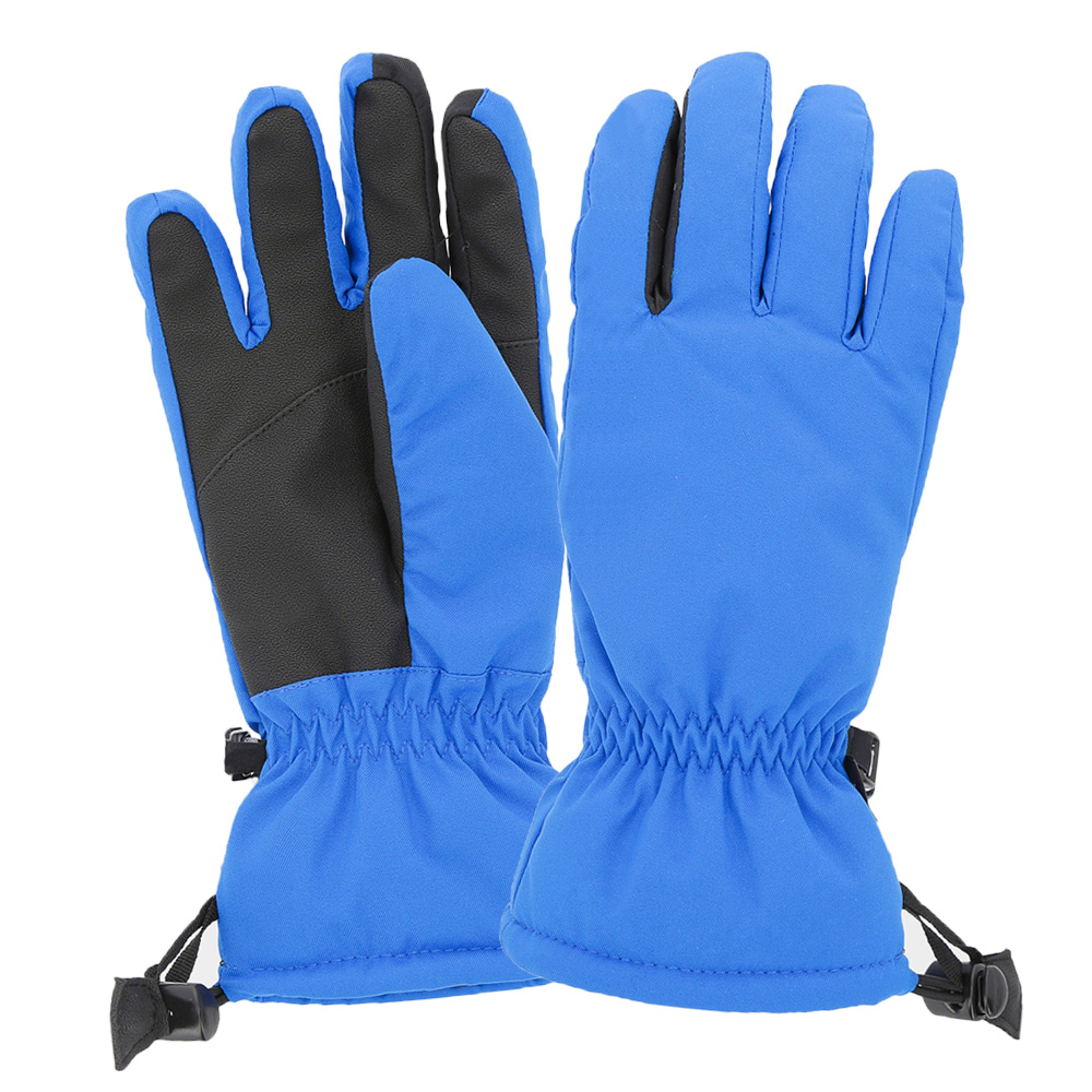 Waterproof thermal comfort kids ski gloves winter warm ski gloves with cuff straps blue color