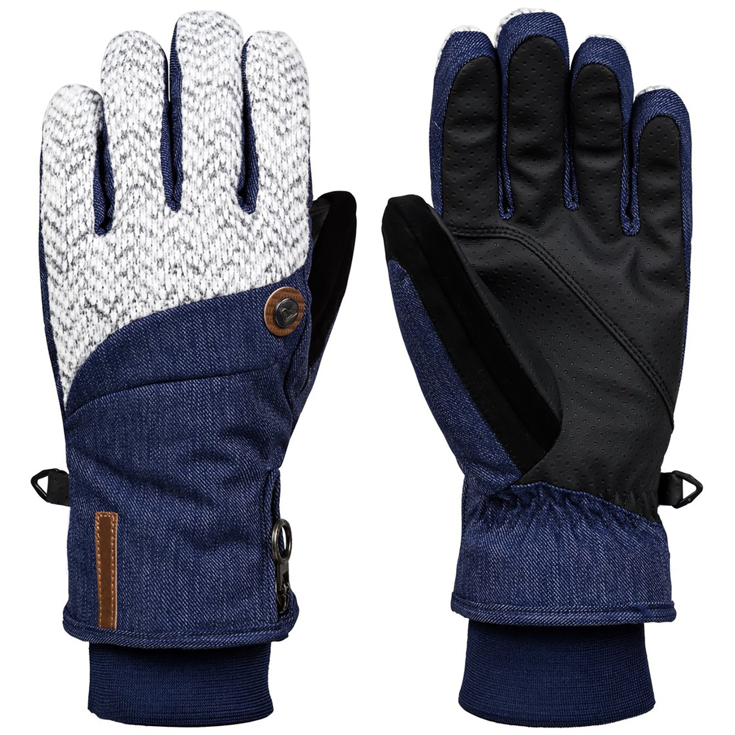 Young waterproof warm winter leather palm ski gloves