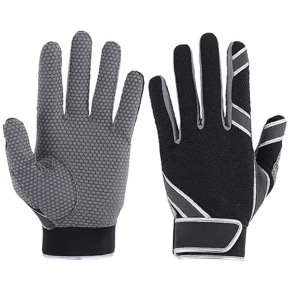 Men's Black Batting Gloves Non slip silicone gel palm batting gloves with grip