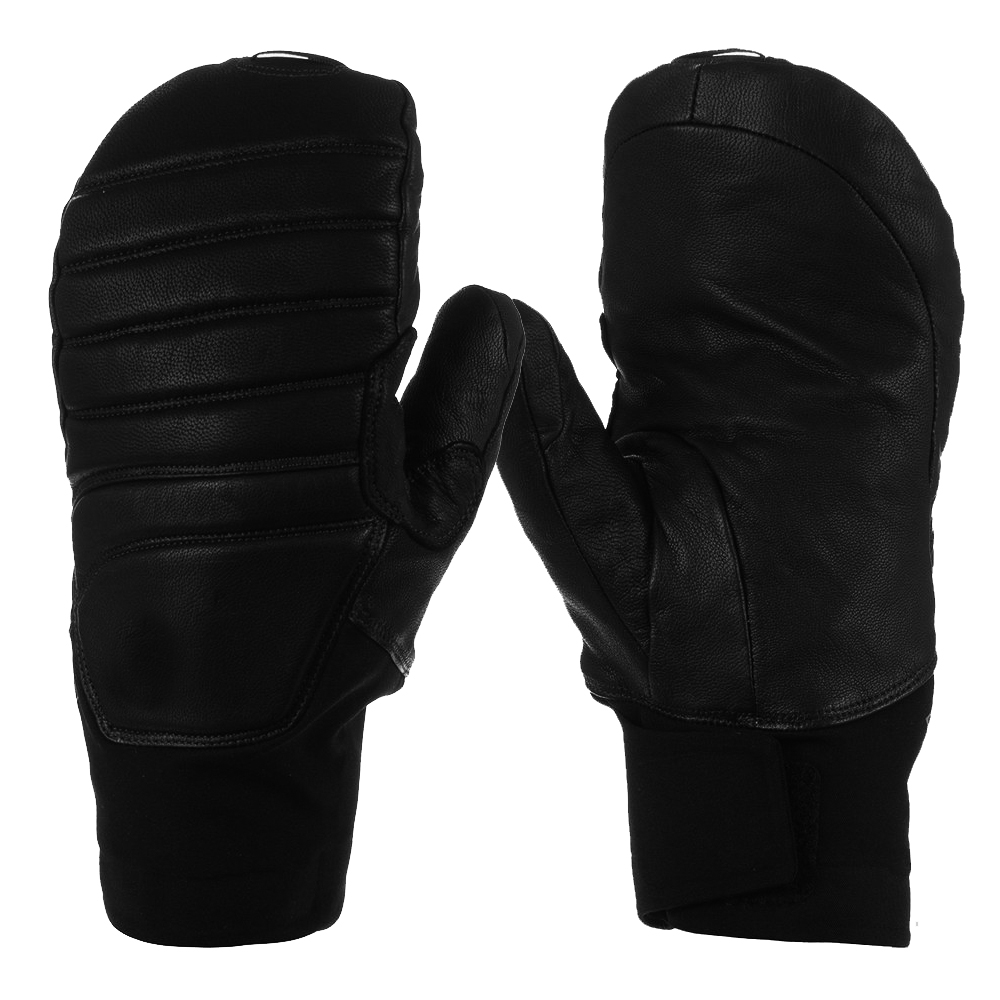 Black snow mitten durable waterproof leather snow mitten