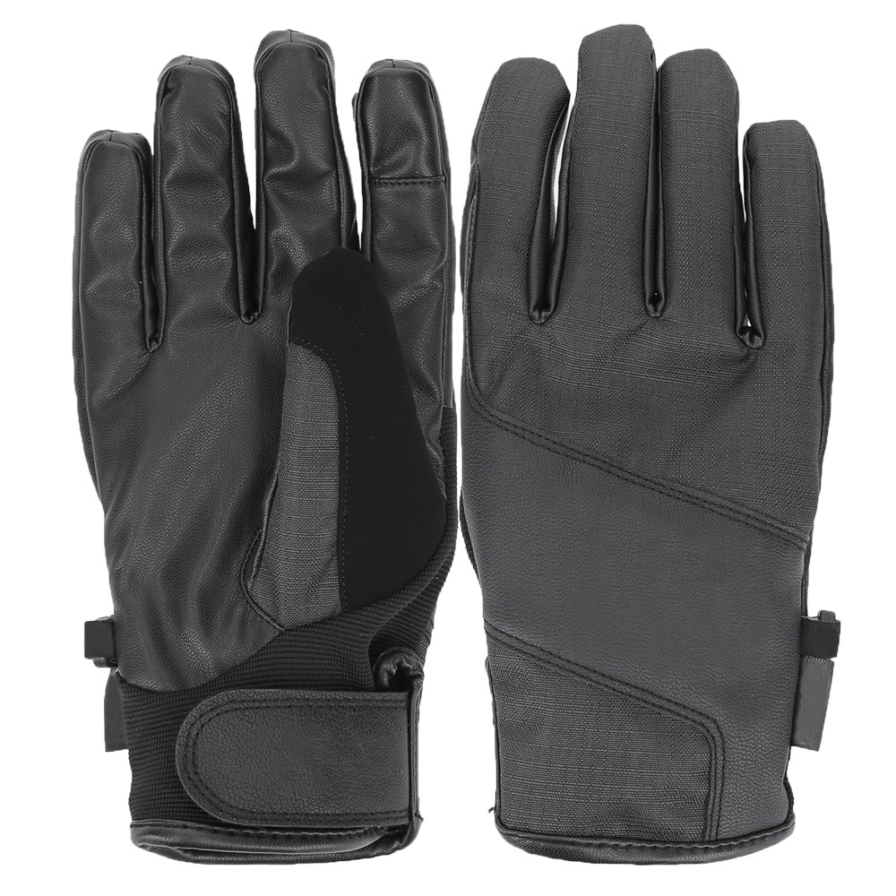 Black genuine leather mens ski gloves non-slip fashionable ski gloves