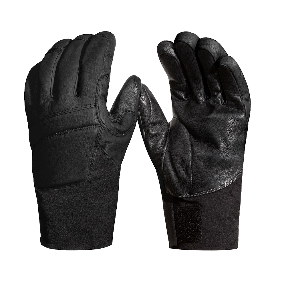 Black snow gloves goat leather waterproof winter snow gloves