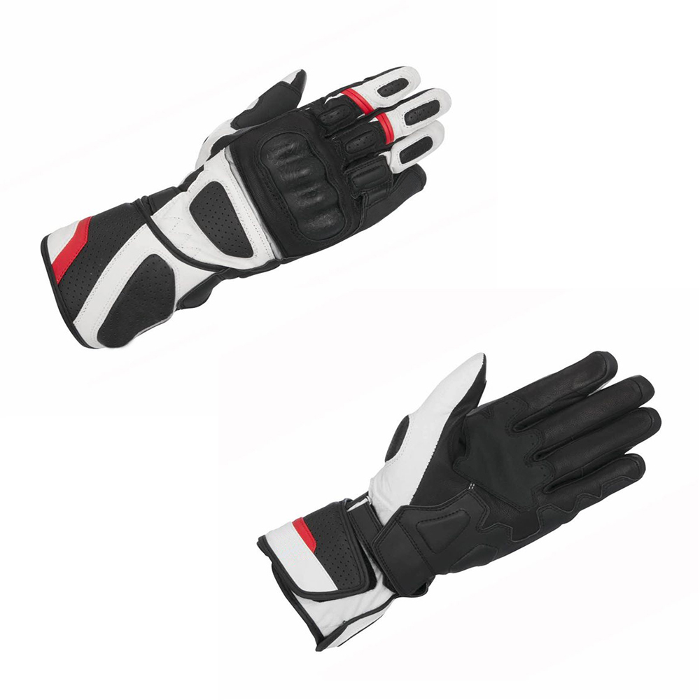 Supple & highly durable full-grain leather dexterous motorcycle gloves