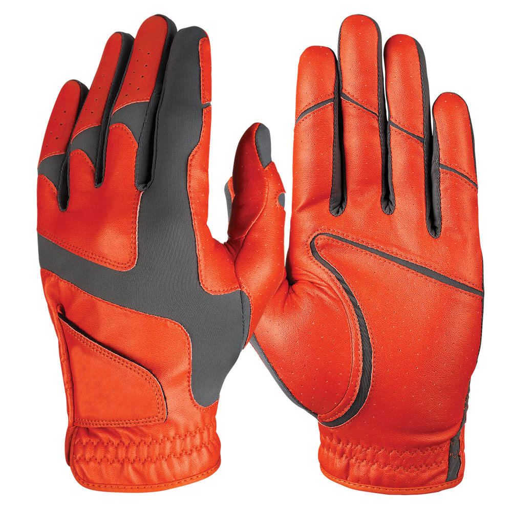 Soft Feeling orange color leather golf glove left hand 1 piece