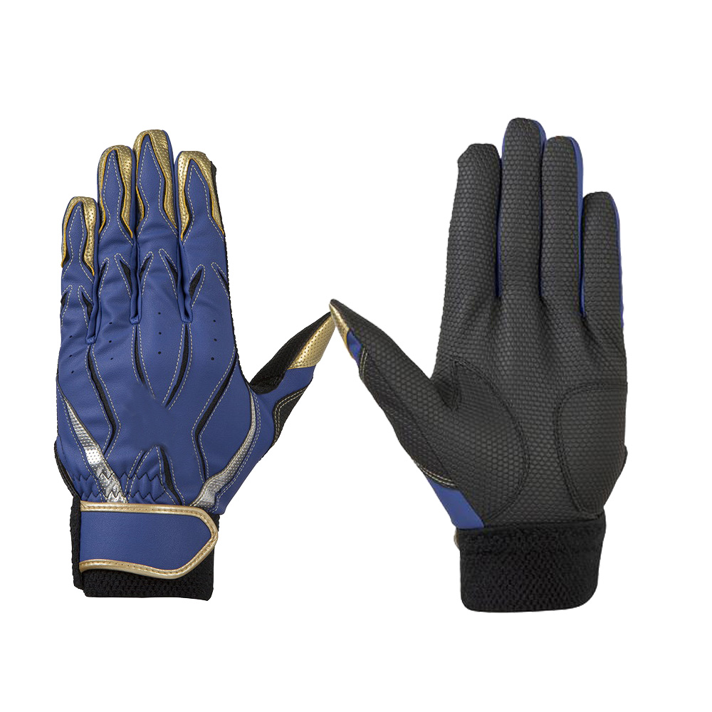 Cheap synthetic leather batting gloves royal blue youth batting gloves