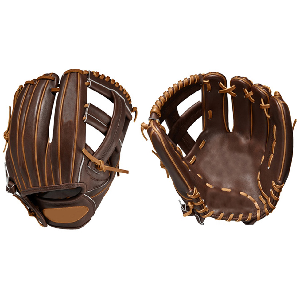Brown baseball gloves right hand throw kip leather infield gloves