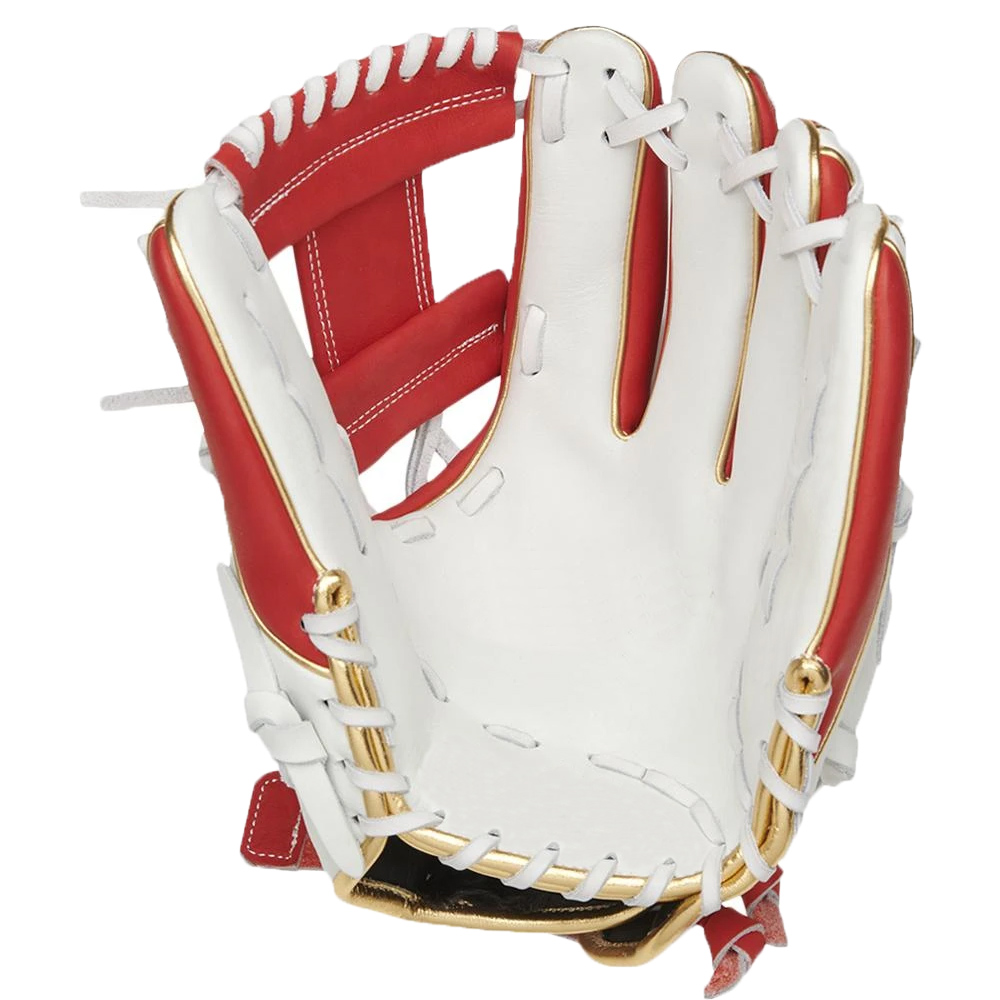 Durable baseball gloves red with white baseball receiving glove Kip leather