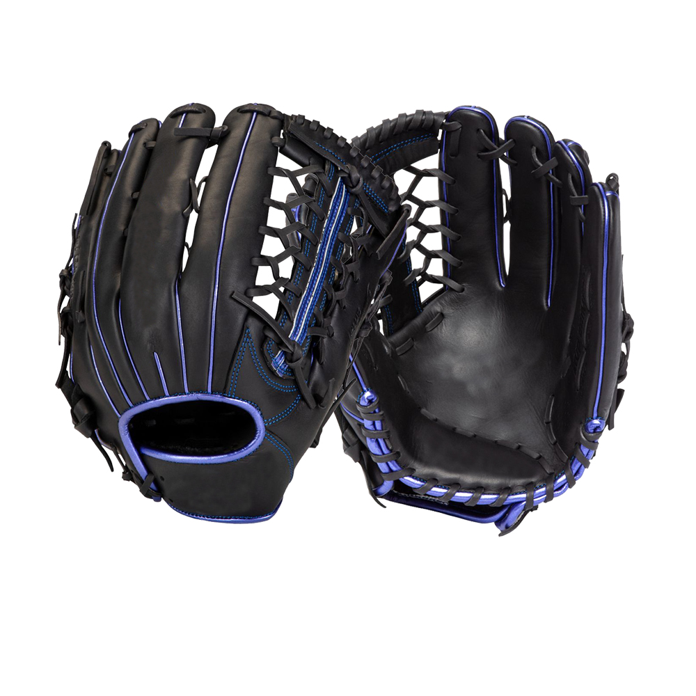 12.75 inch Japanese kip leather baseball gloves black/blue adult outfiled gloves