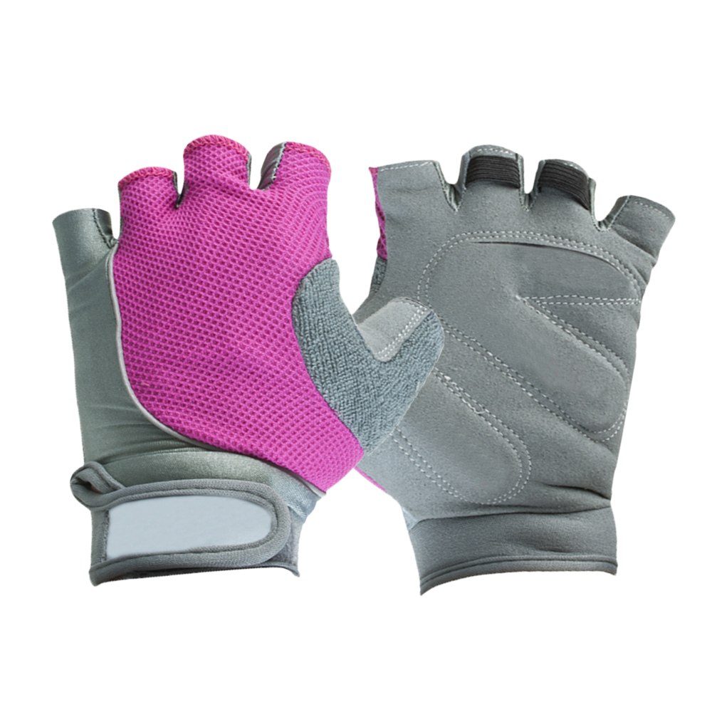 Woman summer bike gloves pink vibration fingerless gel padded soft bike gloves