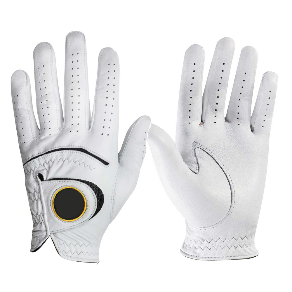 White golf gloves sheepskin leather soft mesh golf gloves