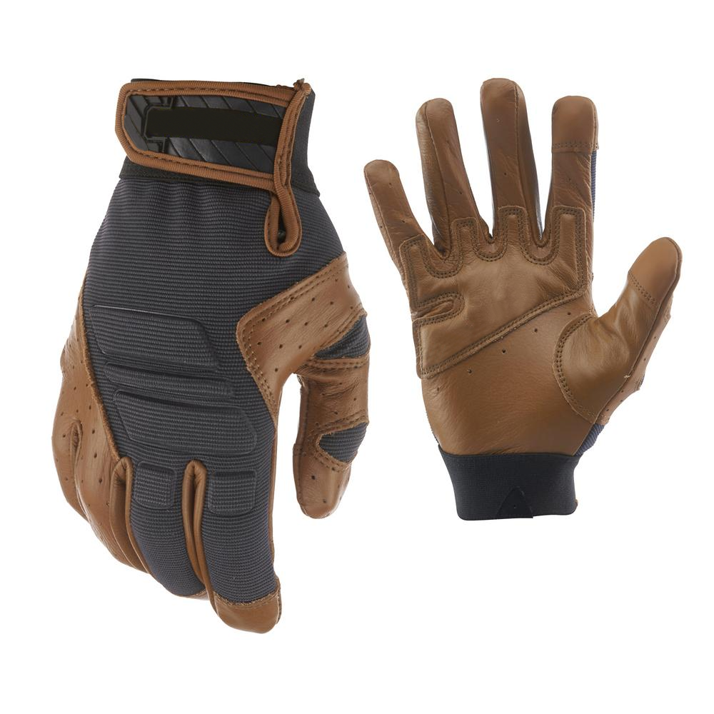 Impact protection Leather cowhide work gloves Large work Glove brown