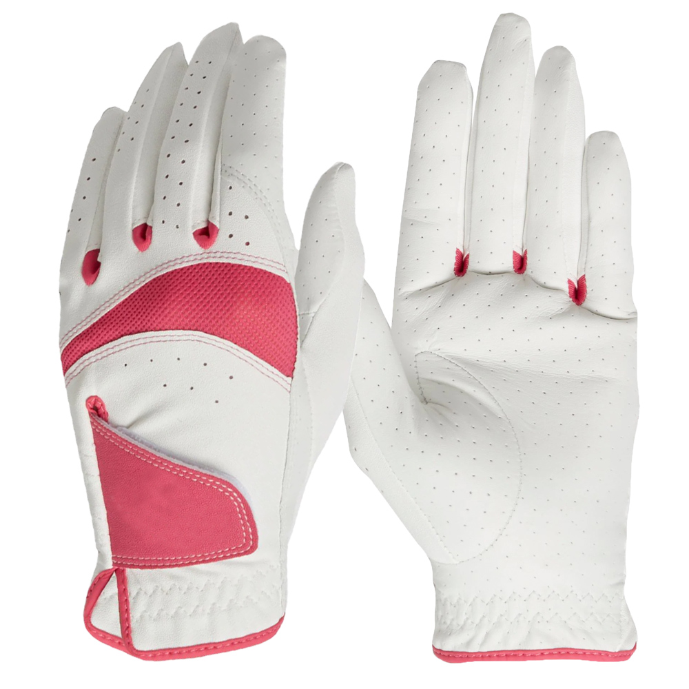 Women pink golf gloves soft leather golf glove with grip