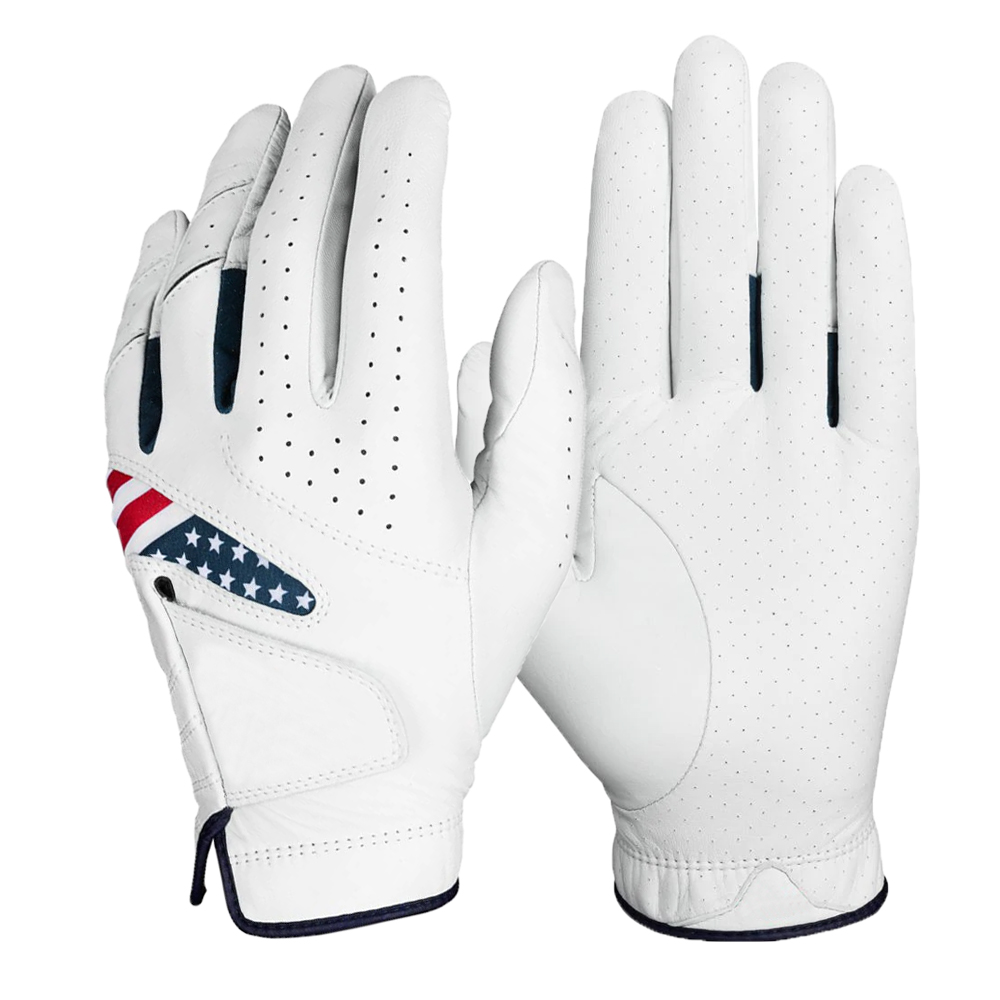 White sheepskin leather golf glove with soft flexible golf gloves all weather