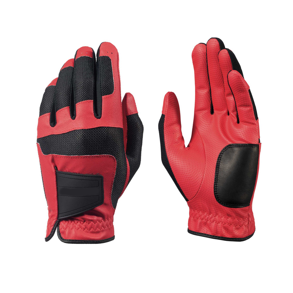 Red synthetic leather golf gloves breathable golf gloves