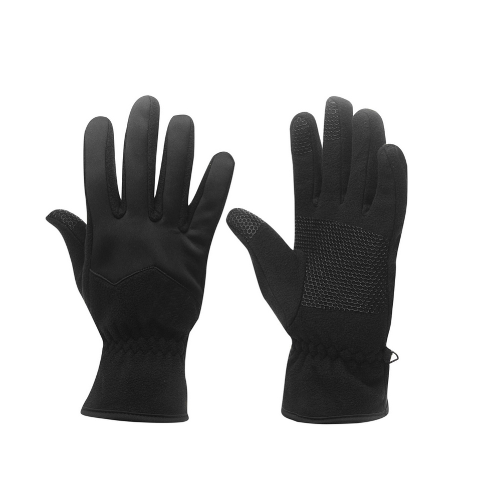 Cold weather men's fleece gloves silicone print gripped gloves
