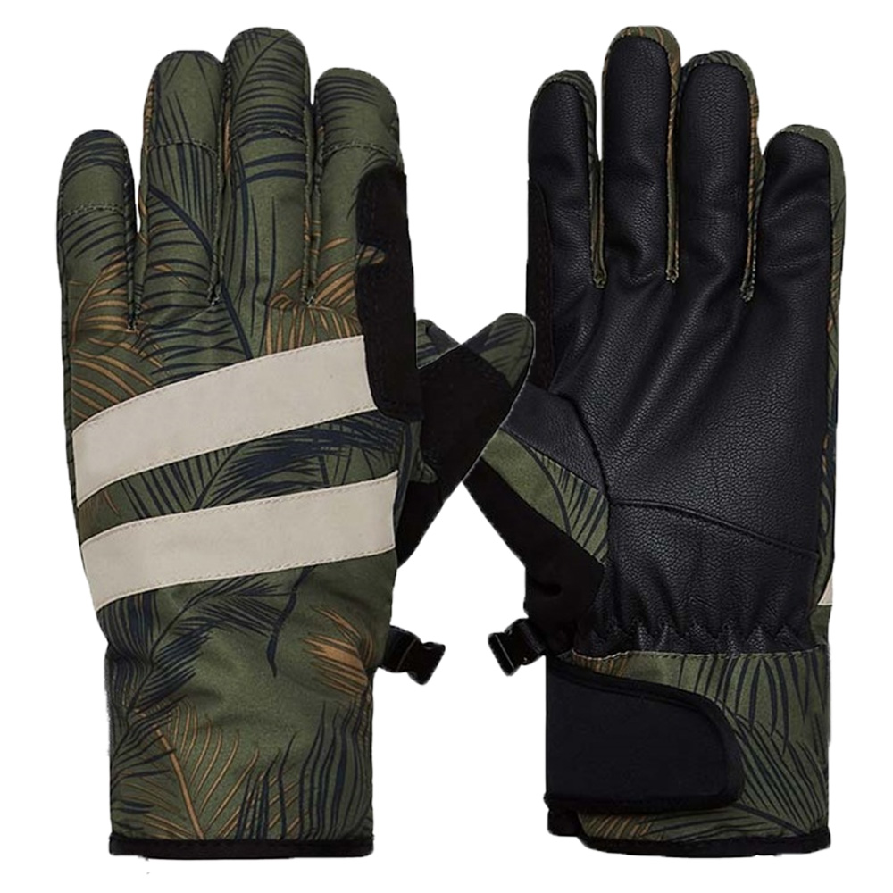 2021 Outdoor windproof ski gloves color printing shell leather ski gloves